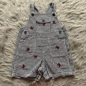 Bt Kids Vintage Smocked Overall Navy White Plaid Crabs Baby 12 Months‎